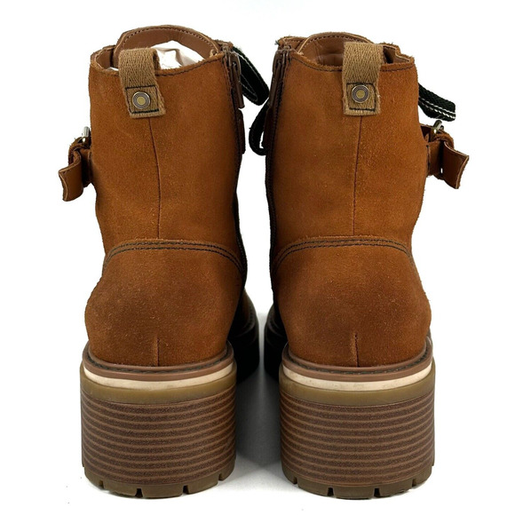 Naturalizer Jac Water Repellent Tawny Brown Suede Ankle Combat Boots Women's 10M - Picture 4 of 12